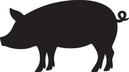Pig graphic icon. Pig black silhouette isolated on white background. Vector illustration