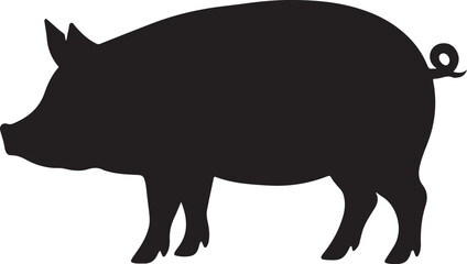 Pig graphic icon. Pig black silhouette isolated on white background. Vector illustration