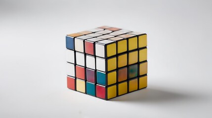 Obraz premium Complex puzzle cube with vibrant colors offering a brain-teasing challenge