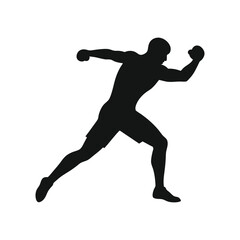 Boxer Throwing a Punch Silhouette Vector Image on White Background