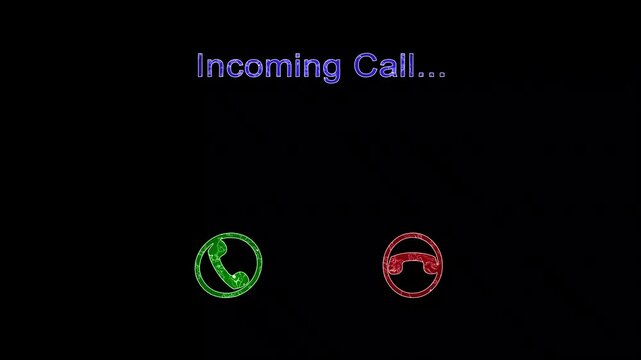 Neon Red or green phone call icon saber animation accept or reject call UI animation.