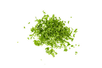 Obraz premium pile of fresh cut parsley isolated on white or transparent png
