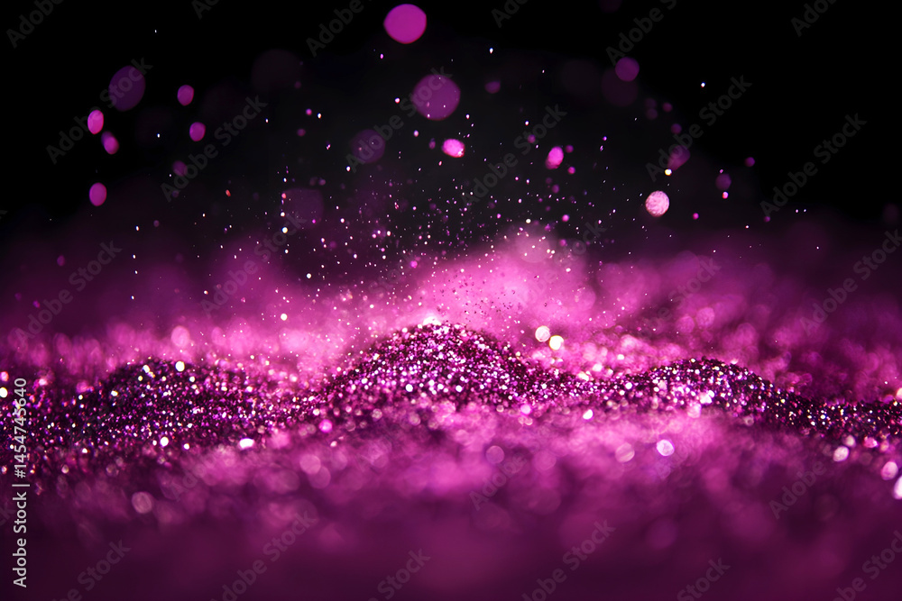 Aufkleber sparkling pink glitter particles with bokeh effect on dark background creating magical atmosphere