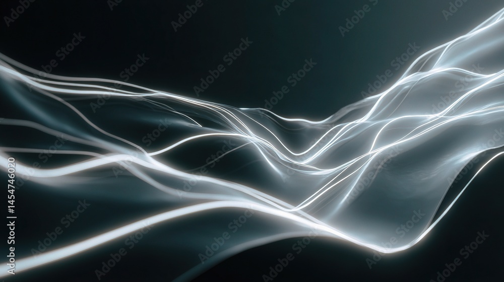Poster abstract light lines on solid background in ethereal wave form