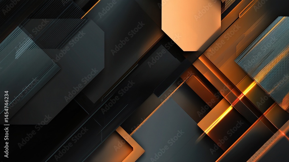 Aufkleber 3d abstract black geometric lines and shapes in dynamic composition
