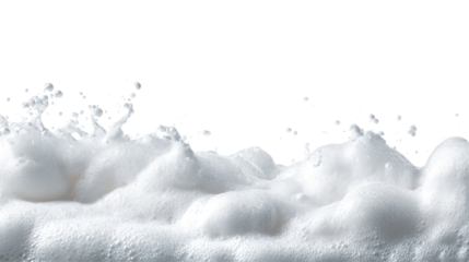 White Soap Foam Splashes on transparent background