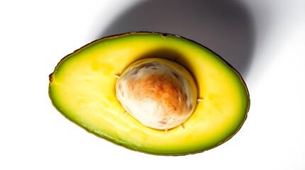 Half Avocado on White Background