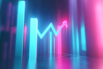 Neon Growth Chart Upward Trend, Financial Success, and Positive Progress Visualization