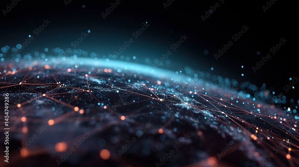 Poster abstract concept of digital earth with dots and triangle elements