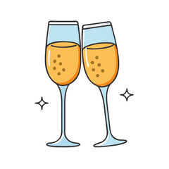 Celebrate with champagne glasses cheers sparkling wine toast for new year's eve party vector art