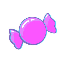 Vibrant, glossy pink hard candy wrapped in a bright wrapper. A fun, sweet, vector illustration with a bright glow, perfect for playful dessert and confectionery themes.