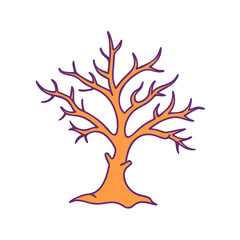 Isolated autumn tree vector illustration for fall season designs and halloween themed clip art projects