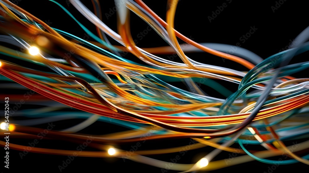 Poster chaotic display of colorful lights intertwining in vibrant lines creating a stunning effect