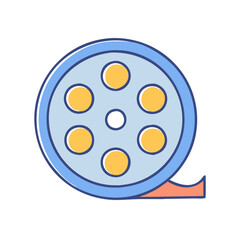 Film reel movie cinema entertainment industry motion picture filmstrip cinematography icon vector