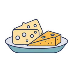 Delicious cheese platter illustration with swiss cheese cheddar cheese and cheese wedges art