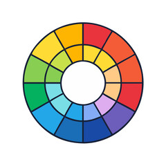 Obraz premium Color wheel chart guide for graphic design and art education with rainbow color palette scheme