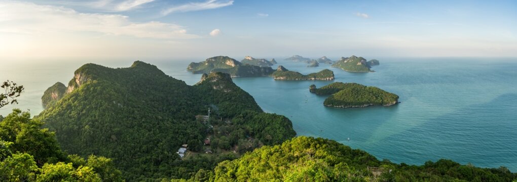 Panoramic sunset view of Mu Ko Ang Thong National Park, Thailand