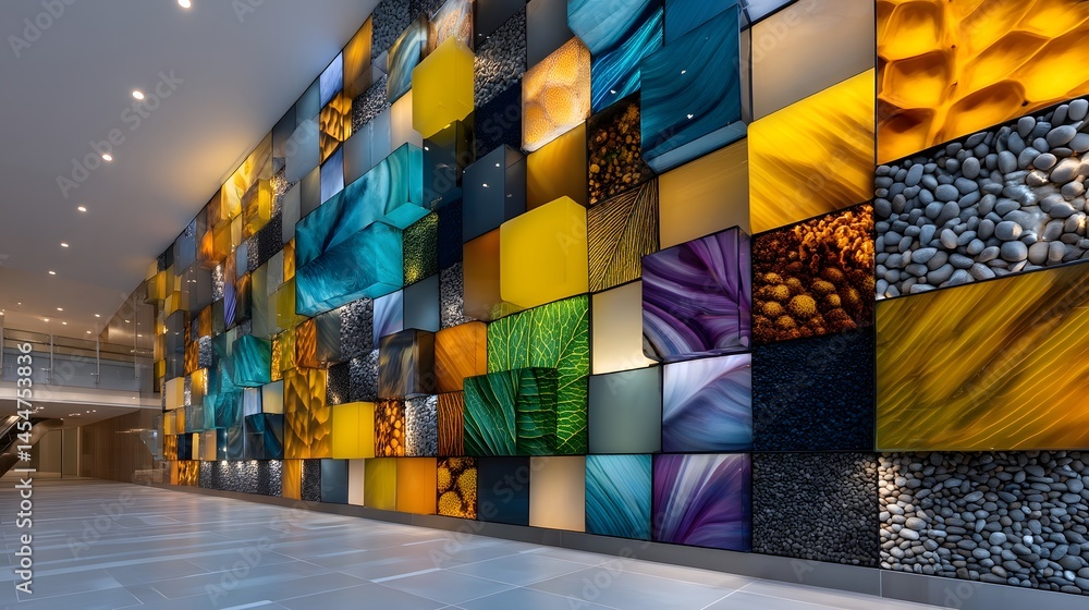 Poster impressive wall display featuring a colorful array of artistic graphic prints and designs