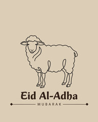 Eid al-Adha Mubarak greeting card and poster with sheep artwork