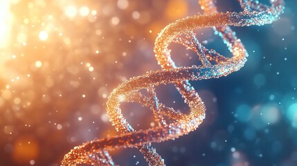 A DNA molecule in a warm - toned and blurry background