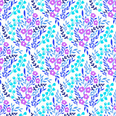 vector seamless pattern of leaves and flowers, vintage botanical pattern for decoration, fabric, wallpaper and decor, hand-drawn ornament for holiday decoration, interior and clothes