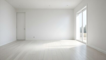 Obraz premium An empty, light-filled interior space, featuring minimalist design, and white walls and floors.