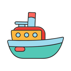 Cartoon boat vector illustration for kids children drawing cute sea vessel transport clipart design