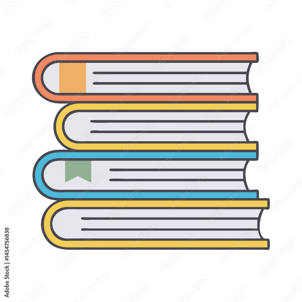 Poster stack of colorful books vector illustration for education learning and reading concept design