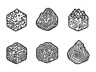 Mineral Block line art icon geology themed design