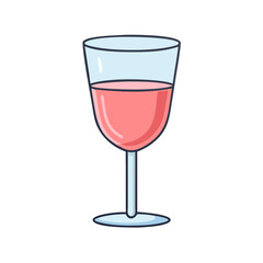 Illustration of a rosé wine glass, perfect for wine tasting and summer drink visuals and design