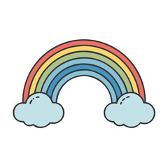 Illustration of rainbow with clouds vector, colorful rainbow design for kids and children art
