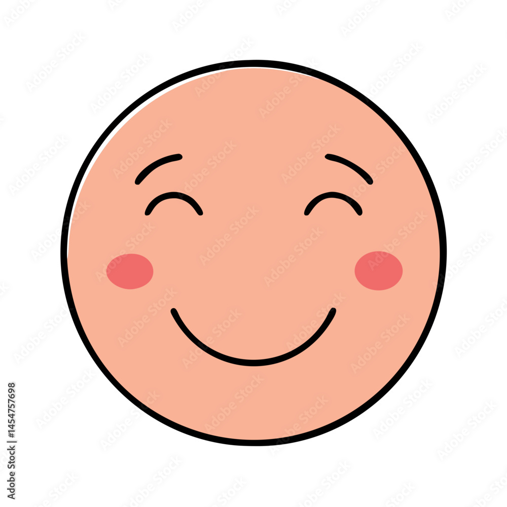 Aufkleber illustration of happy emoji face with smiling expression for social media and web design use