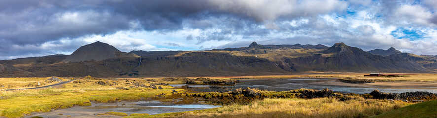 Panorama of a costal arctic lanscape near Budor