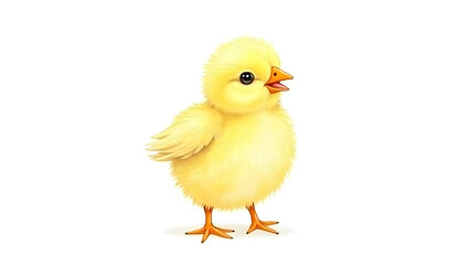 Obraz premium Adorable Baby Chick in Soft Yellow Watercolor Tones on a White Background