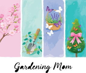 Gardening Mom Vector Design for Mother's Day and Nature-Inspired Projects


