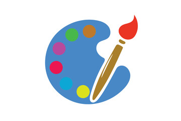 Paint palette icon silhouette illustration with white background.02