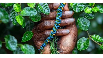 Fusion of plant human DNA forming hybrid organism tendrils growing a human hand and intertwining with roots This surreal representation blends organic and synthetic elements in ultra realistic detail