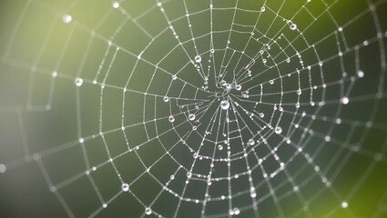 Obraz premium Dew-kissed Spiderweb: Nature's Architectural Masterpiece