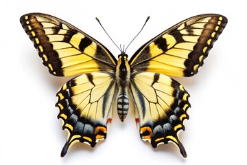 Obraz premium western tiger swallowtail butterfly isolated on white background