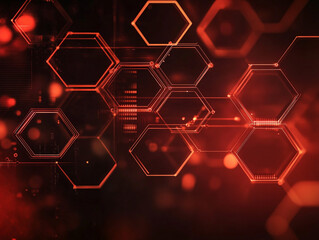 Abstract Red Hexagon Network  Digital Technology  Futuristic Background