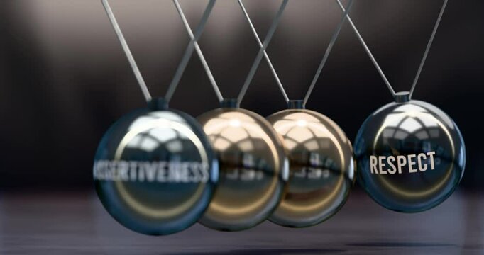 Assertiveness produce Respect. Elegant metaphor for cause and effect relation, where assertiveness provide the power for respect, which can become self-inforcing. Can be looped.