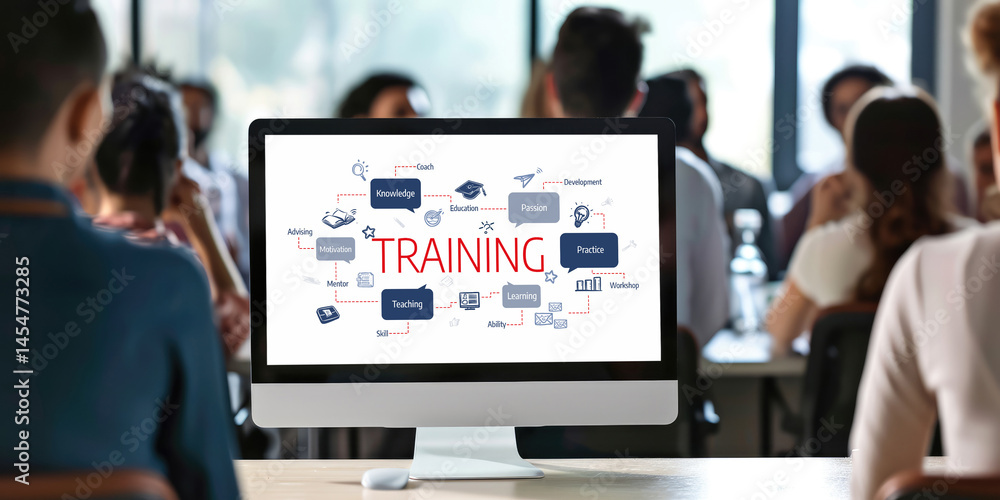 Poster e-learning website with sofware for student to study online on the internet network brisk