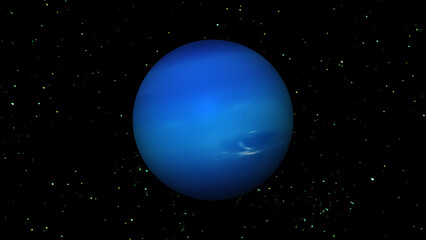 Neptune in Deep Space with Distant Stars and Blue Atmosphere