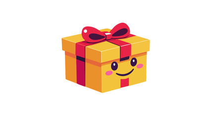 Obraz premium Cartoon Vector of a Smiling Present Package