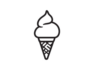 Minimalist Ice Cream Cone Outline Art for Print