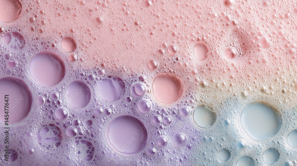 Poster Soft Foam Bubbles Creating Abstract Patterns on Smooth Surface