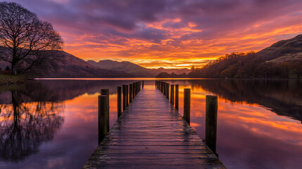 Fototapeta premium Serene Sunrise Pier