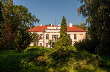 An abandoned historic old manor and palace in Maciejowice in Poland