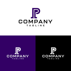 Logo Huruf Awal P. dengan warna ungu. 
latar belakang putih ungu dan hitam. Gunakan untuk Logo Bisnis dan Branding. Elemen Templat Desain Logo Vektor