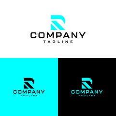 Initial Letter R Logo. with tosca blue color. white tosca blue and black background. Use for Business and Branding Logos. Vector Logo Design Template Element